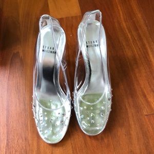 Stuart Weitzman asteroid silver slipper